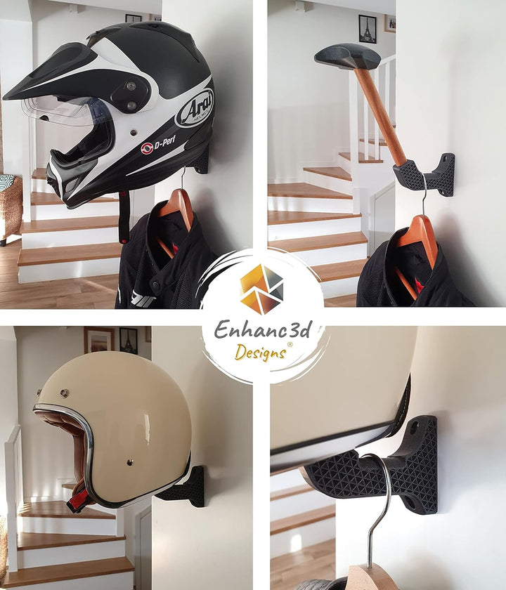 Motorradhelm Halterung Wand – Helmhalter Wand Motorrad - Ablage mit Haken zum Aufhängen von Motorrad