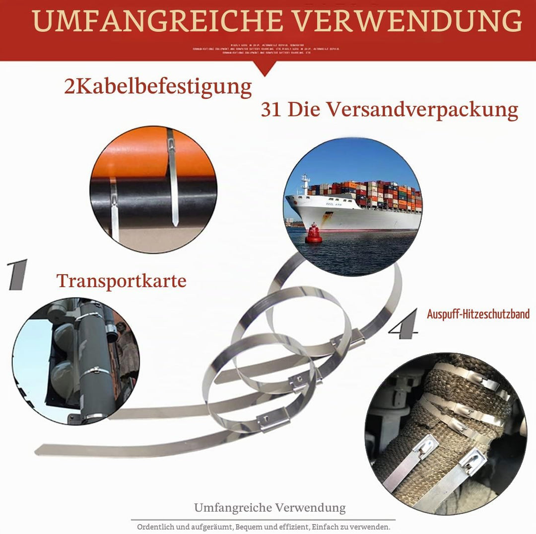 MgcTolBox Edelstahl Kabelbinder Lang 800x7.9mm, Kabelbinder Metall | 20 Stück 7.9 x 800mm, 7.9 x 800