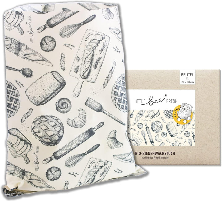 little bee fresh Bio-Bienenwachstuch XL Brotbeutel 29x40 cm aus Deutschland | Brotsack hält Lebensmi
