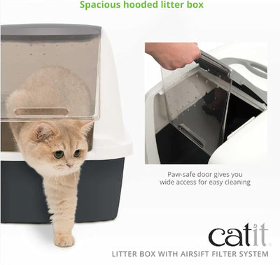 Catit Jumbo Katzentoilette mit Abdeckung, Weiss/Grau Weiss/Grau 1 Stück (1er Pack), Weiss/Grau 1 Stü