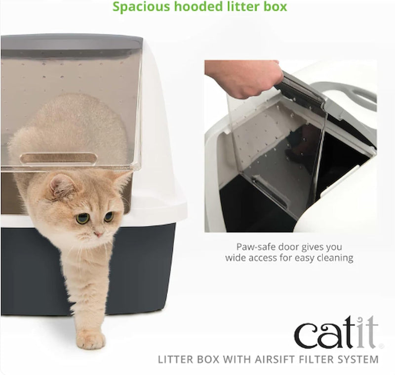 Catit Jumbo Katzentoilette mit Abdeckung, Weiss/Grau Weiss/Grau 1 Stück (1er Pack), Weiss/Grau 1 Stü