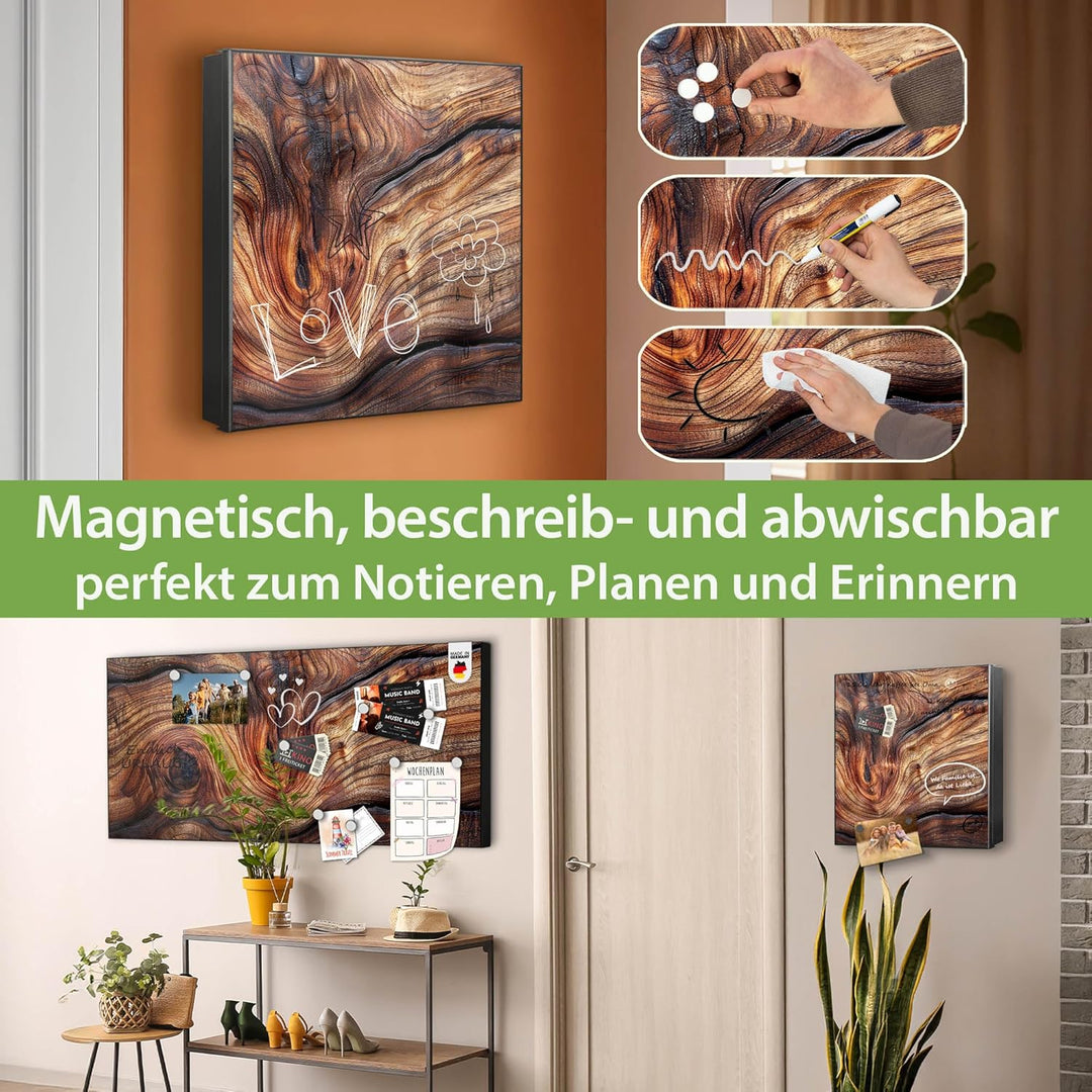 banjado Grosser Schlüsselkasten Glas - Schlüsselbox 30x30cm mit 50 Haken - Schlüsselkasten modern fü