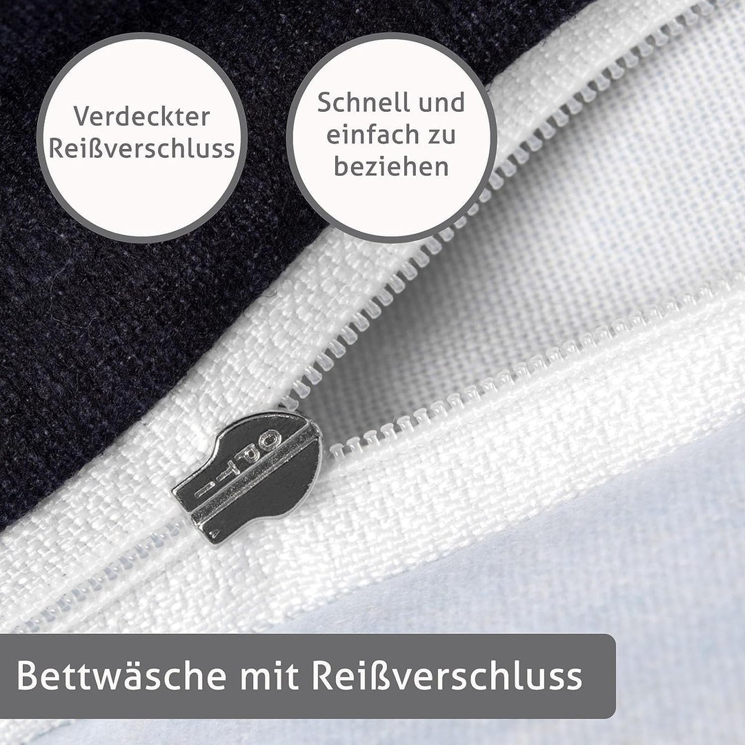 LINKHOFF Flanell Biber Bettwäsche 155x220 Baumwolle 2tlg | Bettwäsche-Set in Grau Anthrazit Paisley