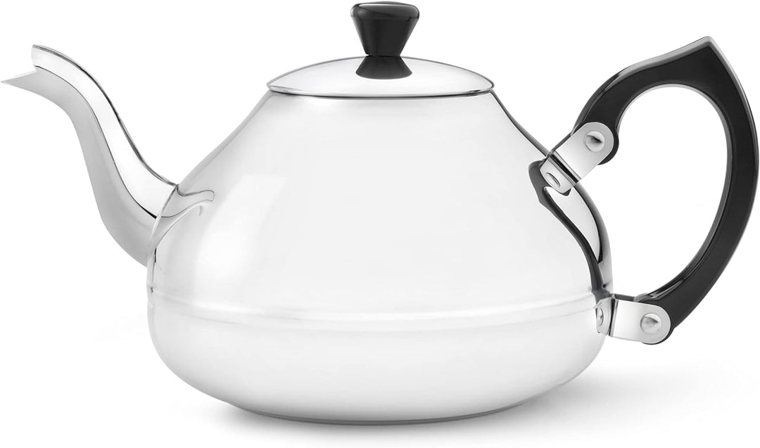 Bredemeijer kleine einwandige Edelstahl Teekanne 1.25 Liter mit schwarzem Griff Single, Single