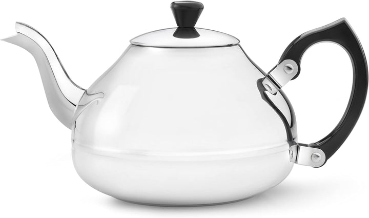 Bredemeijer kleine einwandige Edelstahl Teekanne 1.25 Liter mit schwarzem Griff Single, Single