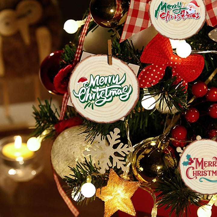 APACALI 50 Stück Holzscheiben zum Basteln, 6-7cm Baumscheiben, Kleine Baumscheiben zum Basteln mit R