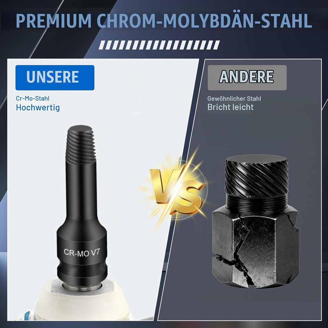 7 Stück Schraubenausdreher Set Profi, 12,5 Mm 1/2 Zoll Vierkantkopf Beschädigter Schraubenauszieher