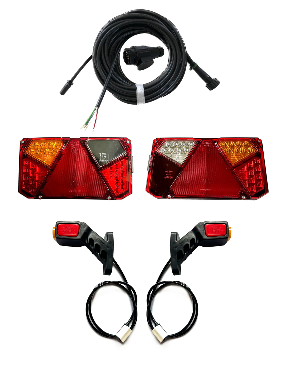Anhängerbeleuchtung SET LED Rückleuchten Umrissleuchten Kabel 9,6m 13 polig für Anhänger