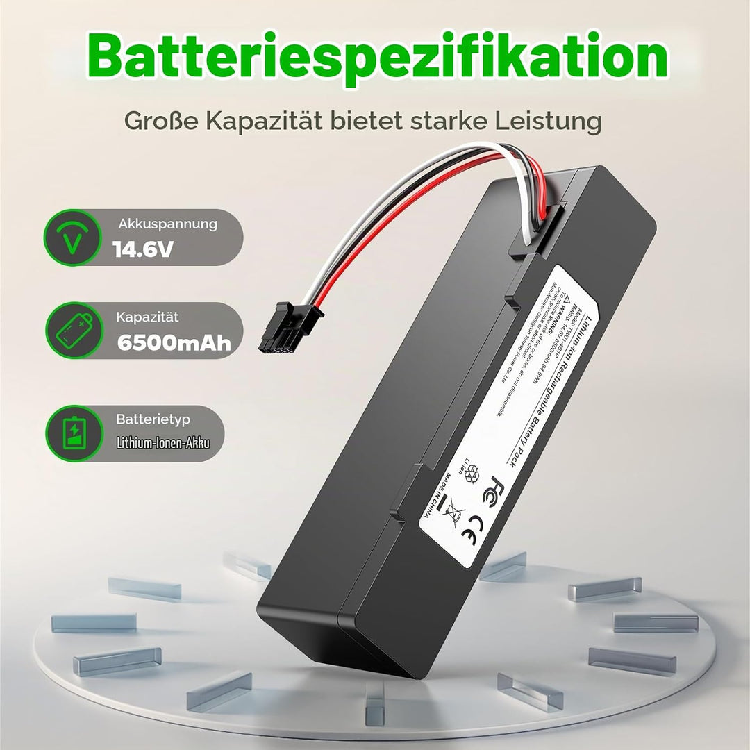ASUNCELL 6500mAh li-ion Akku für Xiaomi Mop 2S / Mop Pro/Mop P Roboter Staubsauger, Ersatzakku kompa
