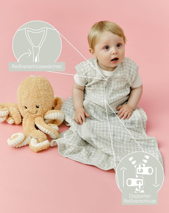 molis&amp;co - Baby Sommerschlafsack Musselin - Sommer Baby Schlafsack 0.5 TOG - Neugeborene Babyschlafs