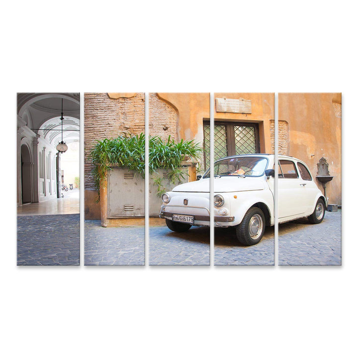 islandburner Bild auf Leinwand Fiat 500 Retro Jahrgang Bilder Wandbilder Poster Leinwand 170x80cm -