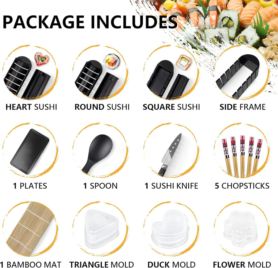 SKYSER Sushi Maker set, 20 Artikel Kit für Anfänger zum selber machen, Kann als Sushiteller verwende
