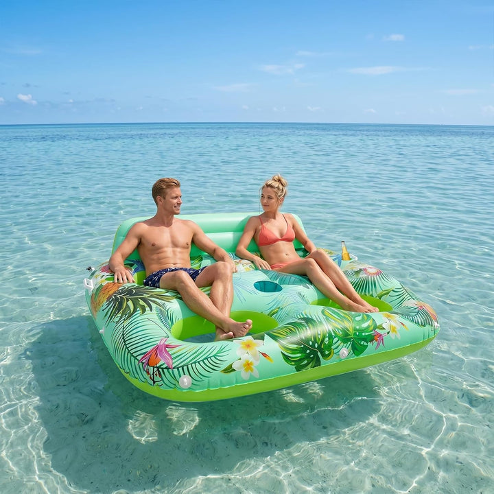Luftmatratze Pool Doppelt 195 * 161 * 60cm, Aufblasbare Pool Luftmatratze