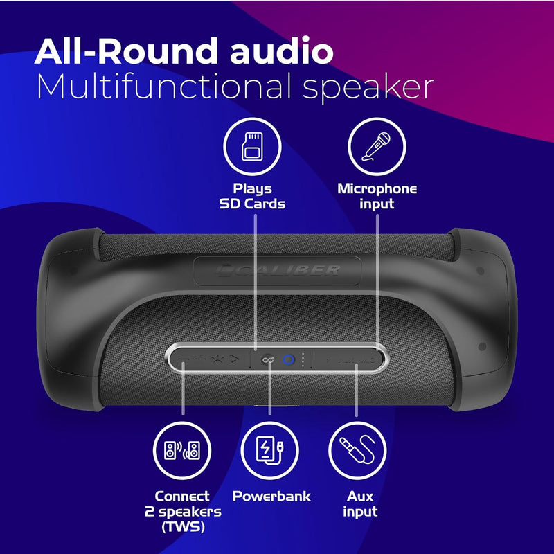 Caliber Bluetooth-Lautsprecher - Drahtloser Musikbox Bluetooth - LED-Beleuchtung - USB-Ladegerät - M