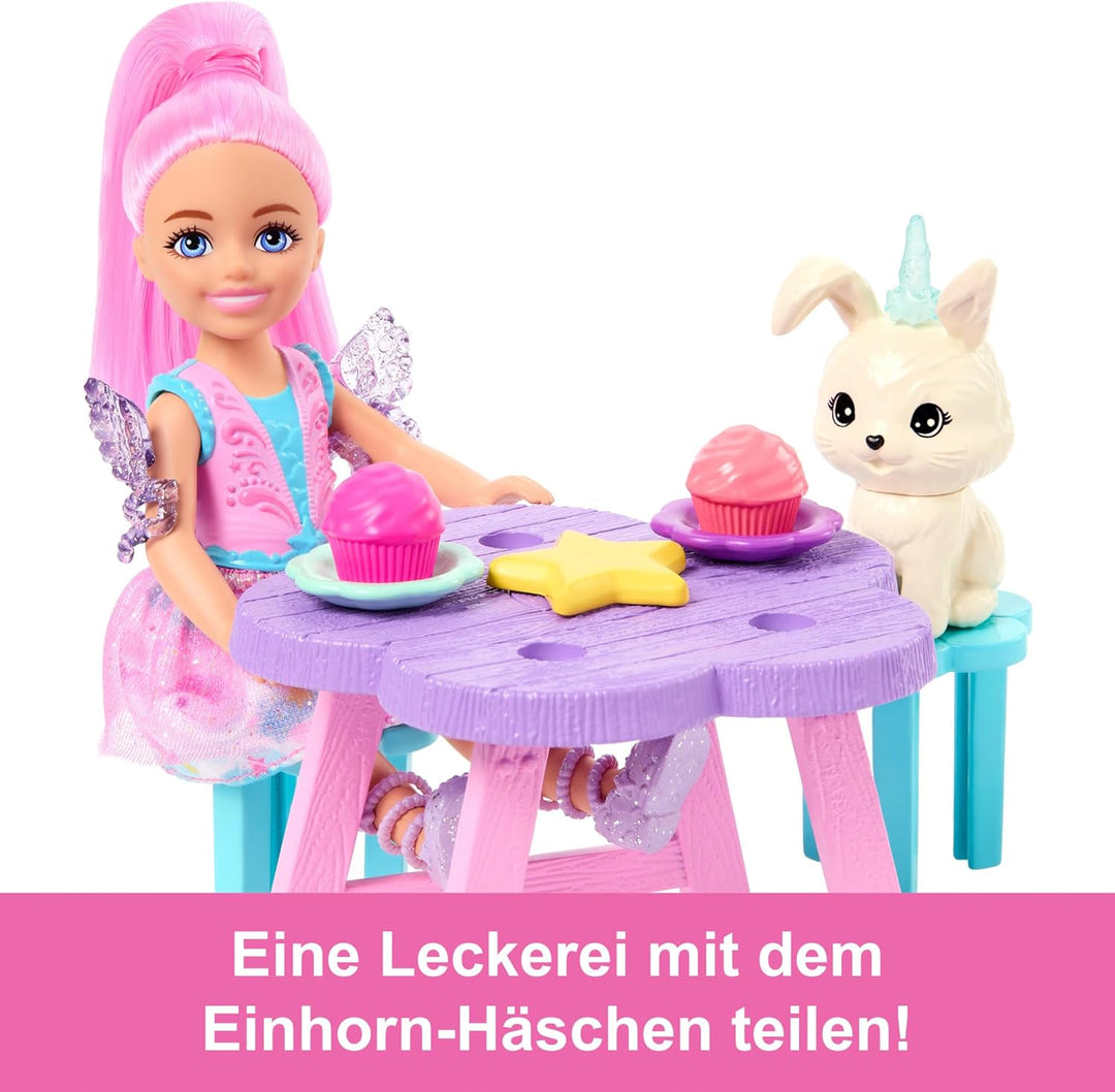 Barbie Ein Verborgener Zauber - Chelsea-Puppe und Baby-Pegasus Spielset mit Stall, Rutsche, Regendus