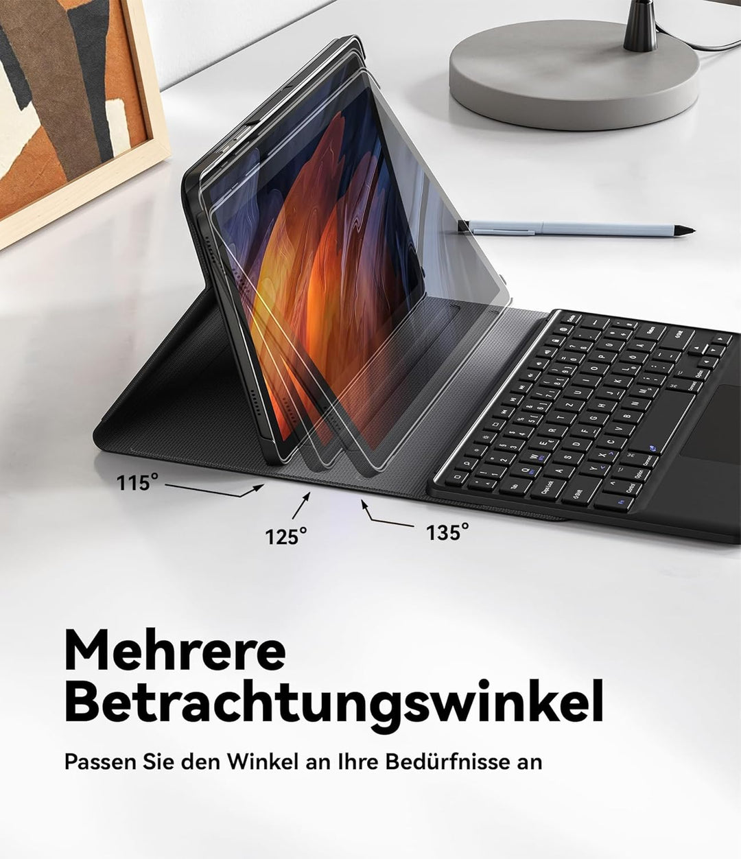 CHESONA Samsung Tablet A9 Plus Hülle mit Tastatur, Abnehmbare Magnetische Tastatur mit Smart Touchpa