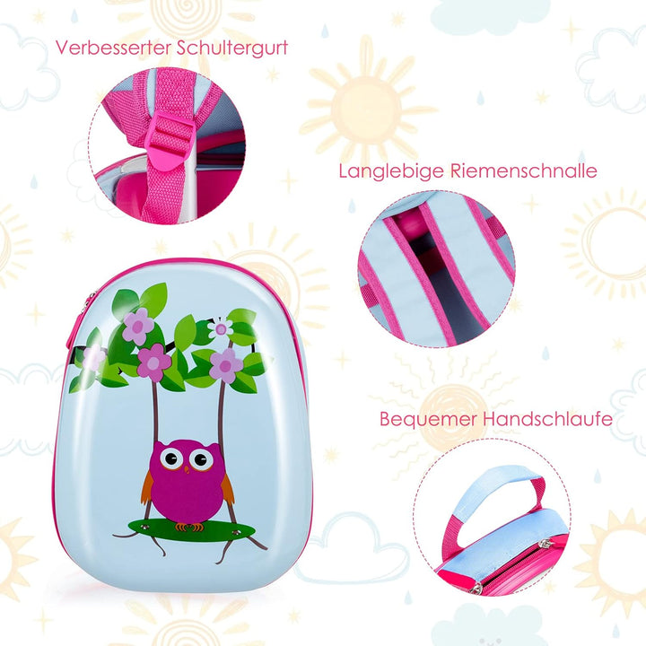 COSTWAY 2tlg Kinderkoffer + Rucksack, Kindertrolley aus Kunststoff, Kindergepäck, Kinder Kofferset H