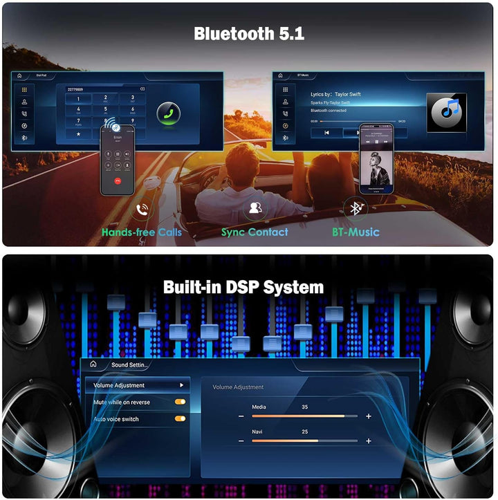 Erisin 10.25 Zoll Qualcomm 8-Kern 4GB+64GB Android 14 Autoradio GPS Navi für Mercedes E-Klasse W207