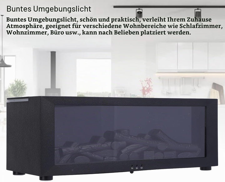 Fireplace Diffuser, Diffuser Kamin mit 3D Flammen, Kaminöl-Diffusor mit Timer, Leiser Kamindiffusor