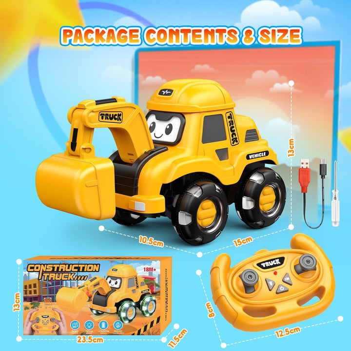 HappyGoLucky Ferngesteuertes Auto Bagger Spielzeug ab 2-8 Jahre, 2.4Ghz RC Bagger Kinder Sandspielze