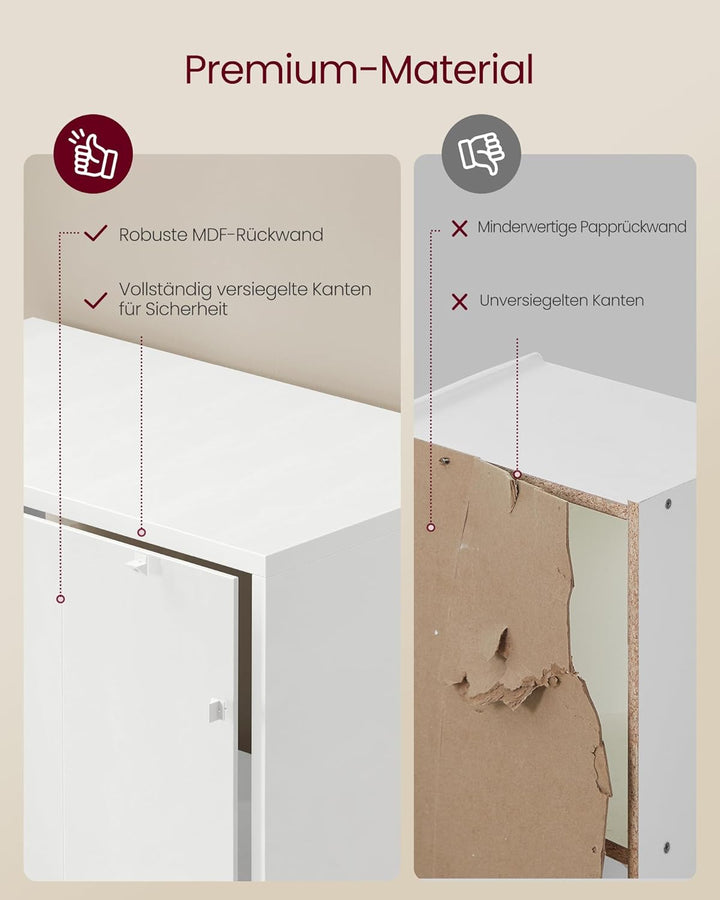 VASAGLE Bücherschrank, Bücherregal, mit 4 Fächern, Büroregal, Würfelregal, Standregal, für Wohnzimme
