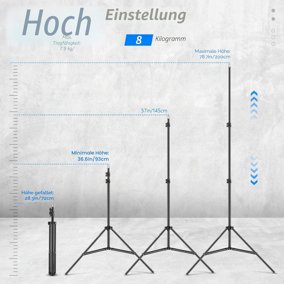 Neewer Fotografie-Lichtstativ, 3-6.6ft/92-200cm verstellbarer stabiler Stativständer für Reflektoren