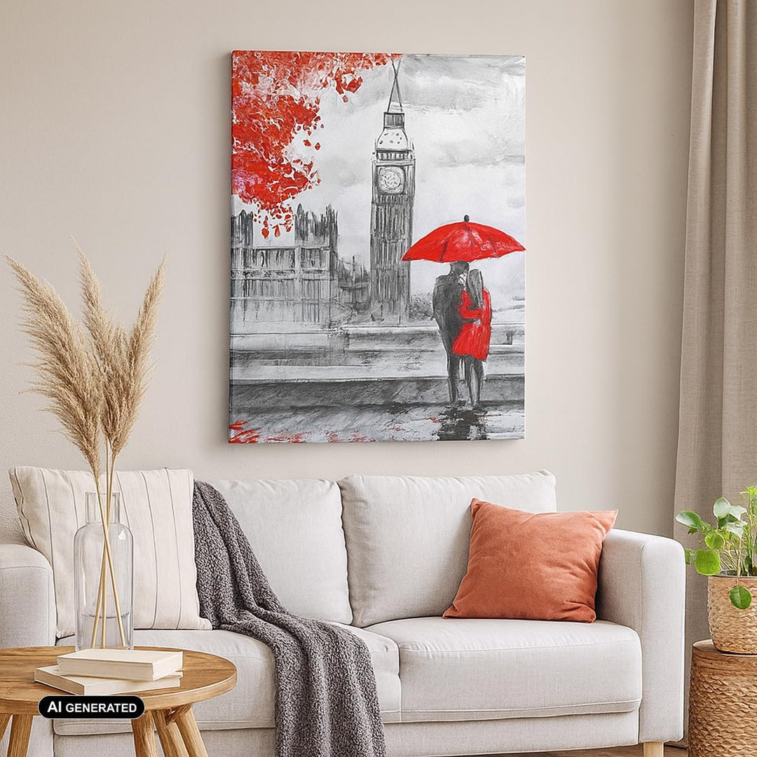 Bilder auf Leinwand 55x100cm Leinwandbild mit Rahmen London Architektur big ben Gross Wanddeko Bild