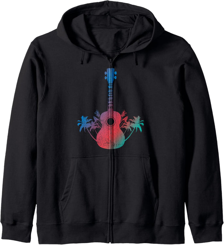Ukulele Hawaii Palmen Uke Gitarre Geschenk Kapuzenjacke