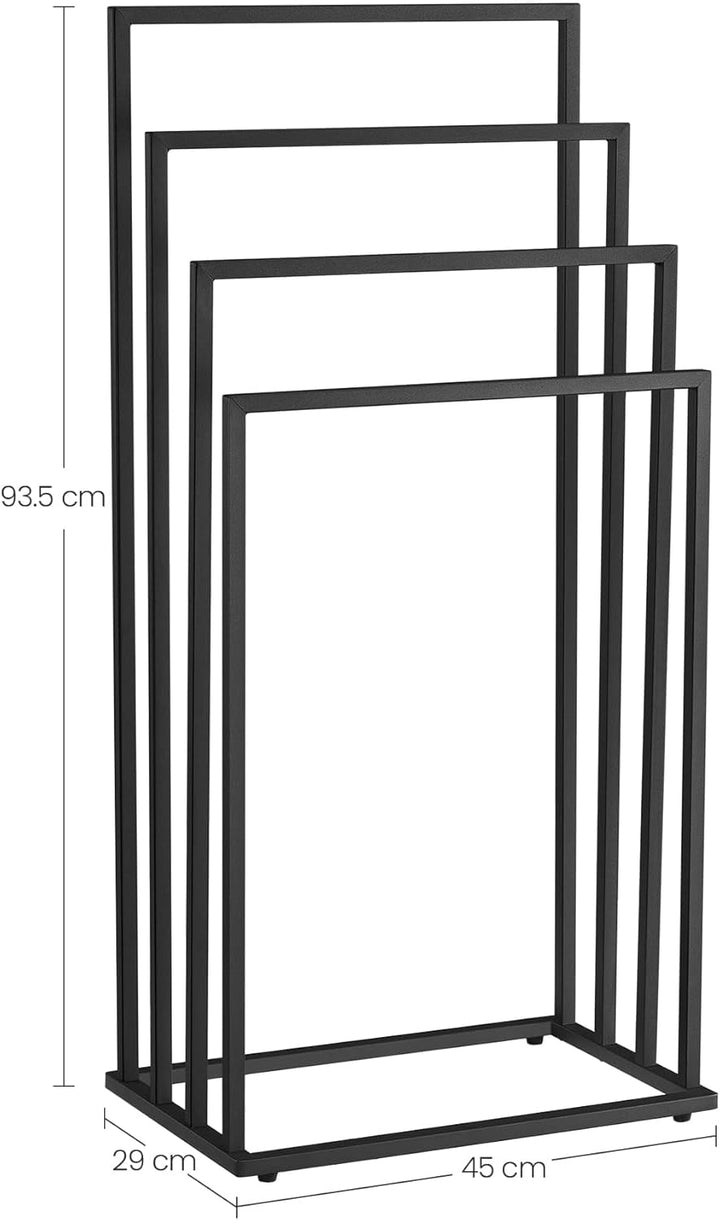 Handtuchständer Schwarz – 4Stangen, modern, stabil & pulverbeschichtet – Stahl, Schwarz