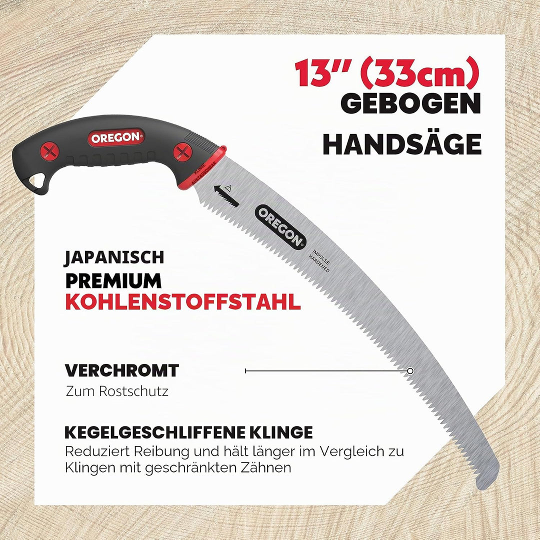 Oregon 13 Zoll Premium gebogene Handsäge aus Japanischem Karbonstahl, Rostfreies Forst-/Stutz-/Schni