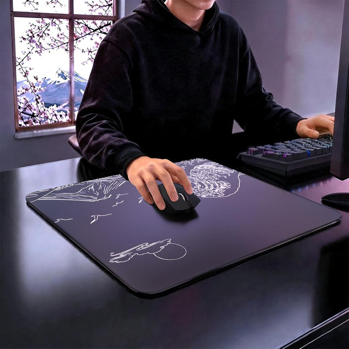 ATTACK SHARK CM05 Gaming-Mauspad Aus Gehärtetem Glas, Ultraglatte Oberfläche, 9H Gehärtetes Glas, 17