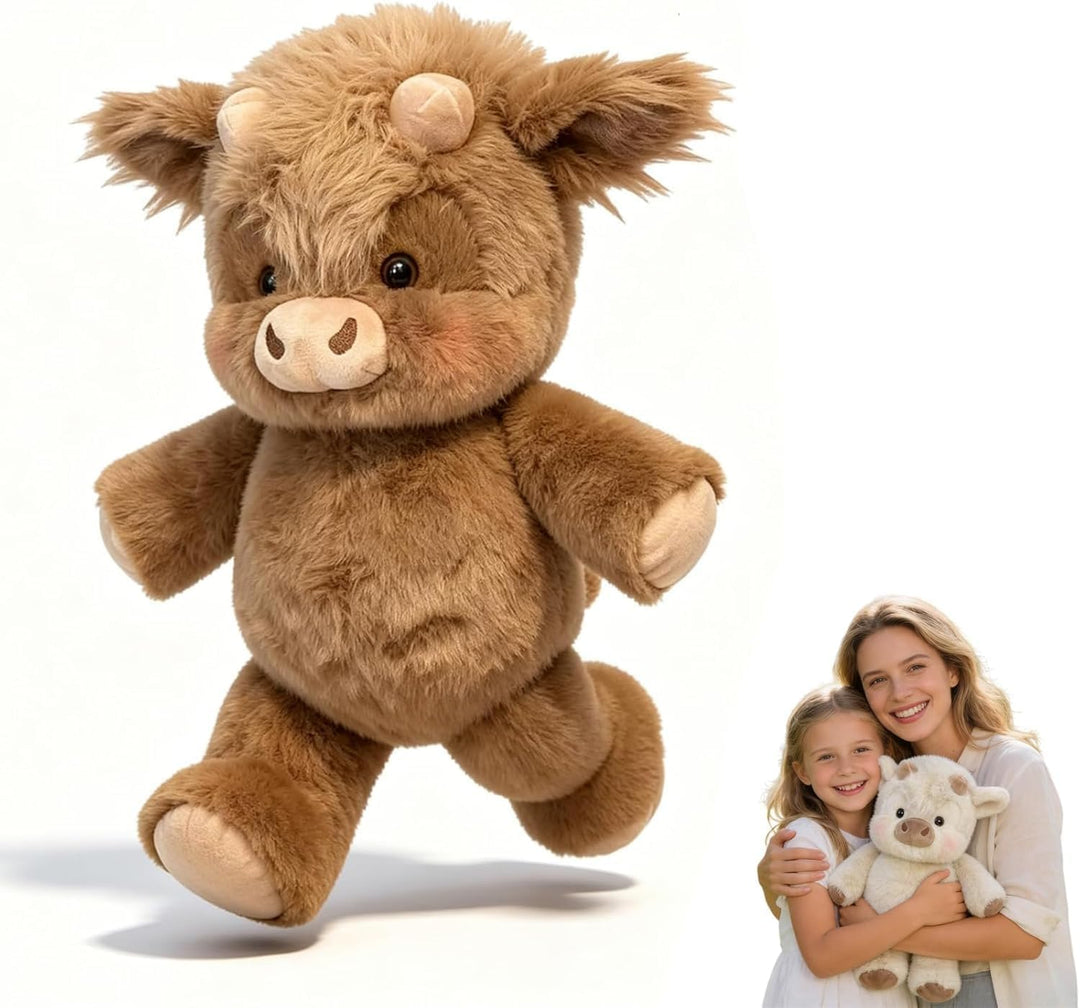 Laufendes Kuh Plüschtier. 45cm Weiches Kuscheltier mit beweglichen Pfoten, Anti-Stress Spielzeug, Ca