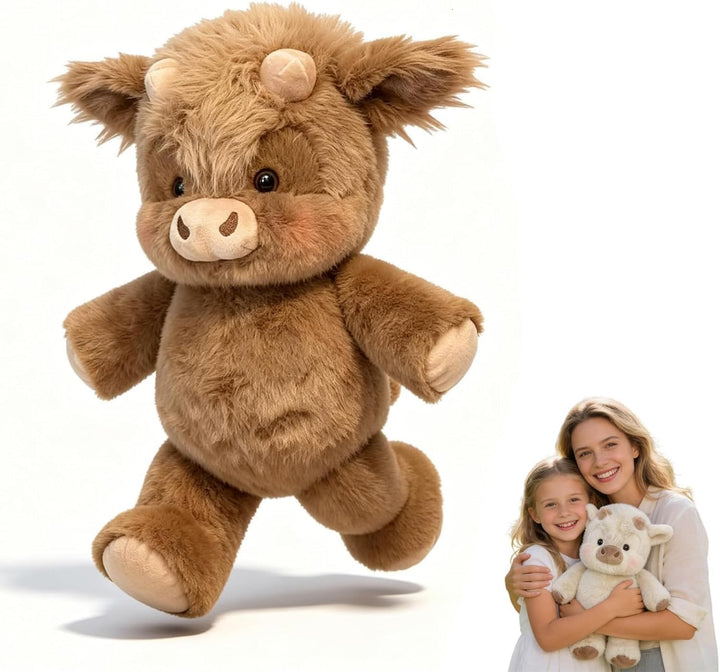 Laufendes Kuh Plüschtier. 45cm Weiches Kuscheltier mit beweglichen Pfoten, Anti-Stress Spielzeug, Ca