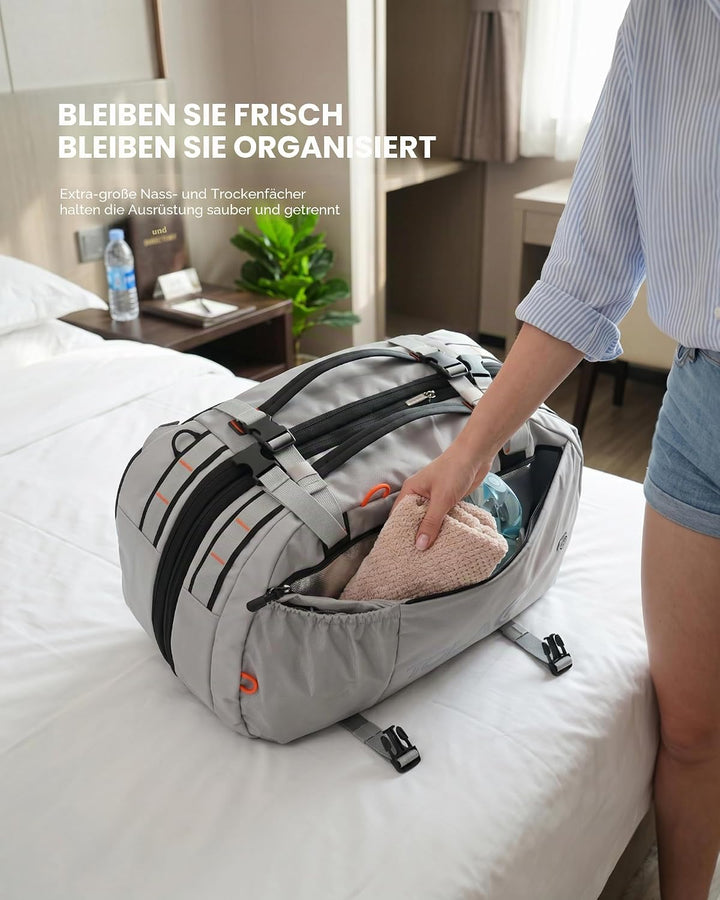 Tolaccea Reiserucksack, Handgepäck Rucksack Flugzeug, TSA-Freundlicher Laptop Rucksack 15,6 Zoll, Er
