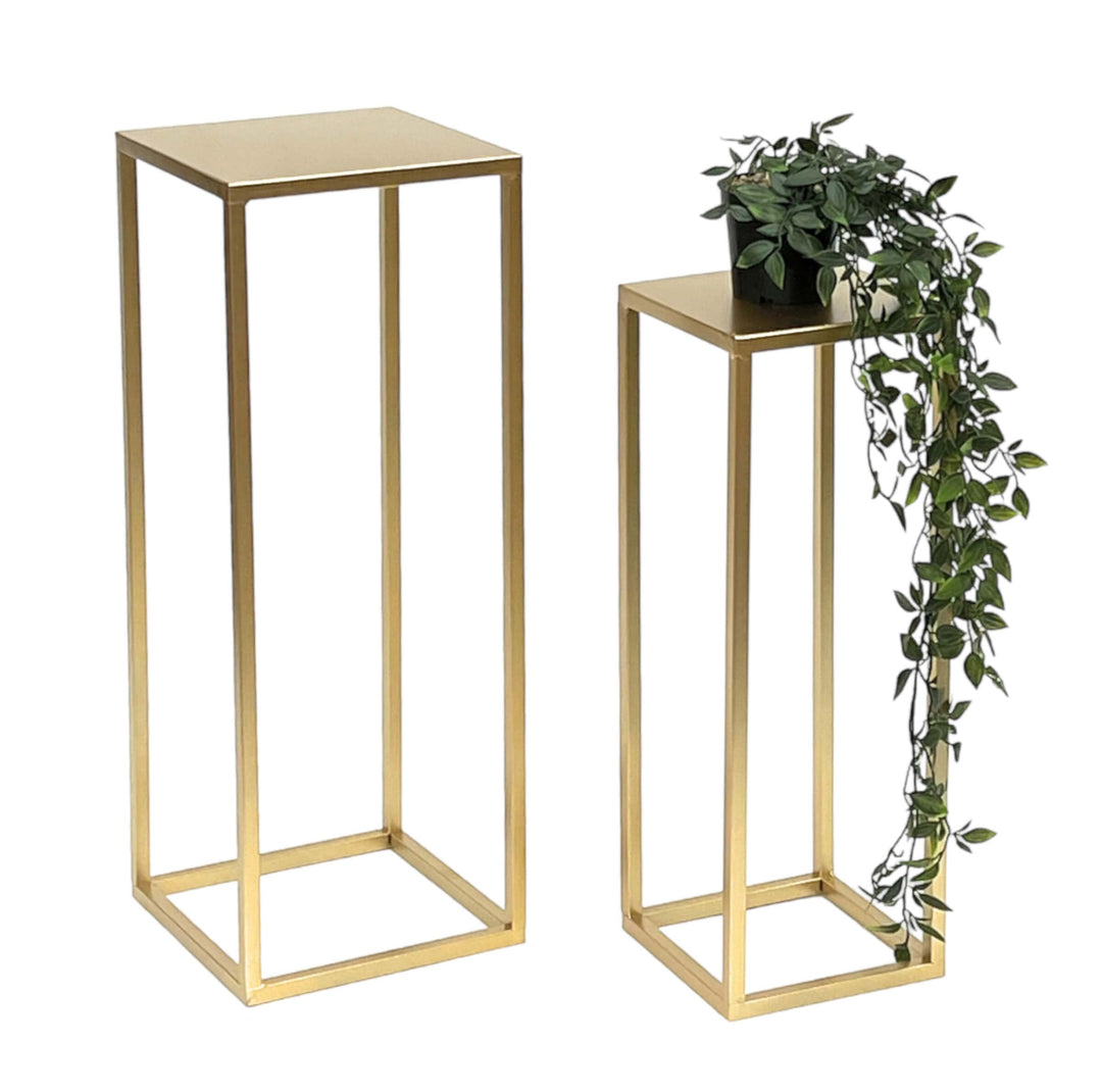 DanDiBo Blumenhocker Metall Gold Eckig Blumenständer Beistelltisch 96506 2er Set Blumensäule Modern