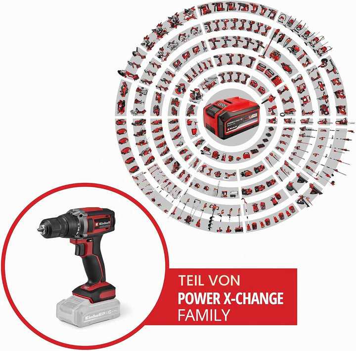Einhell Akku-Bohrschrauber TC-CD 18/38 Li - Solo Power X-Change (18 V, 38 Nm, 10 mm Schnellspannbohr