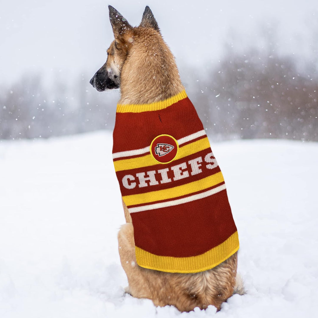 NFL Kansas City Chiefs Hundepullover, Grösse M Warmer und gemütlicher Strickpullover mit NFL Team Lo
