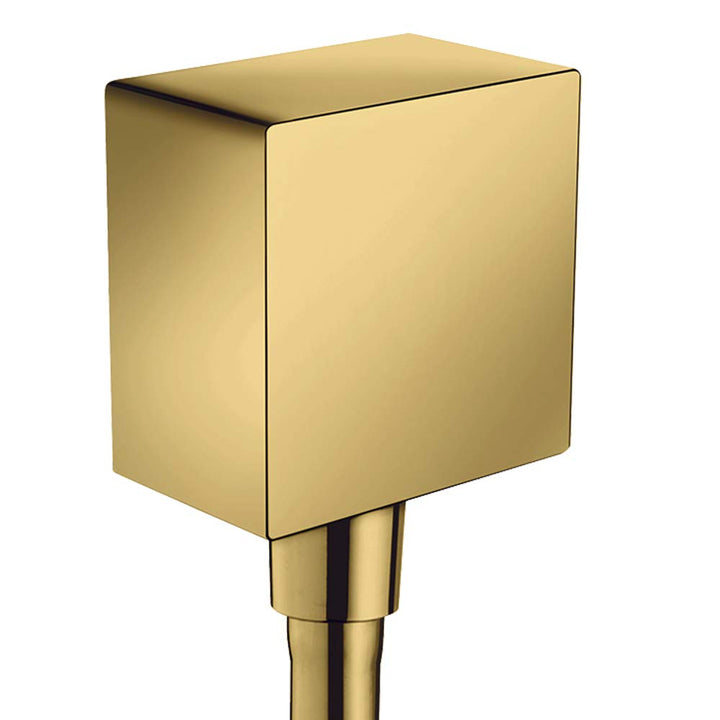 hansgrohe Schlauchanschluss FixFit Square, Wandanschluss mit Rückflussverhinderer, Polished Gold Opt