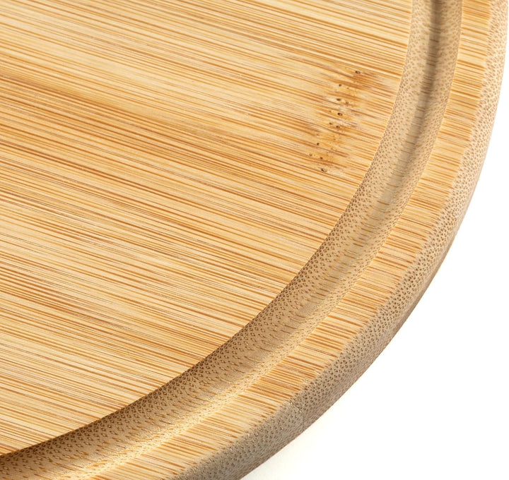 Hanseküche 4er Set Frühstücksbrettchen Bambus Rund Ø 25cm – Nachhaltiges Schneidebrett Set mit Saftr