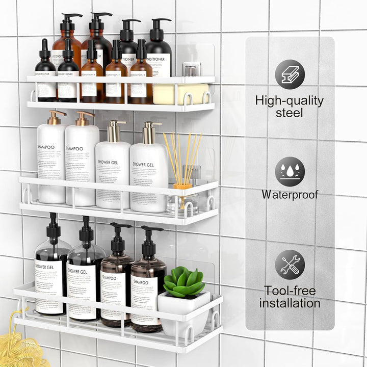 Duschablage Ohne Bohren, Wasserdichter Duschregal, 3 Stück Badezimmer Regal Organizer, Shampoo Dusch