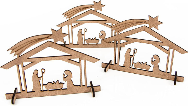 Logbuch-Verlag 9 Krippen Miniaturen Holz Tischkrippe kleine Krippenfiguren zum Verschenken Holzkripp