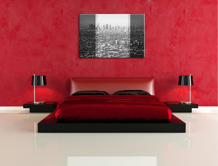 Los Angeles Metropolitan Area schwarz/weiss Format: 100x70 auf Leinwand, XXL riesige Bilder fertig g