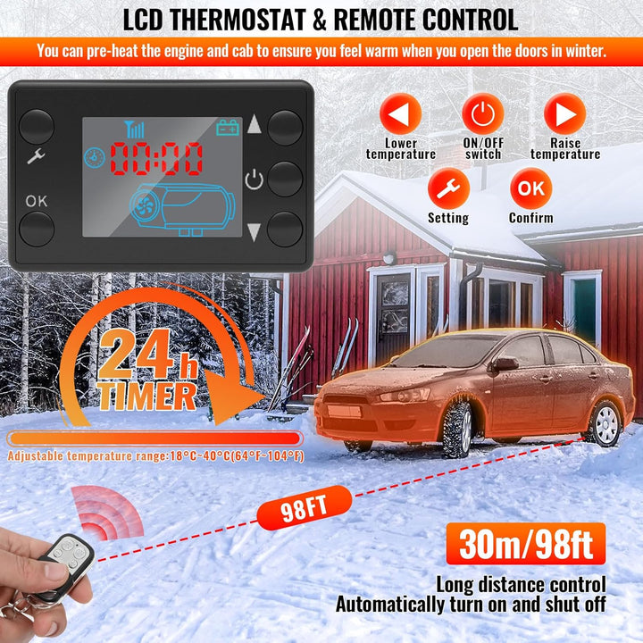 VELPAX Air Diesel Heater Auxiliary Heater, 8 kW 12 V Diesel Air Heater, All in One, LCD Switch Displ