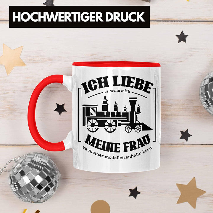 Trendation - Lustige Modelleisenbahn Tasse Geschenk für Eisenbahner (Rot), Rot