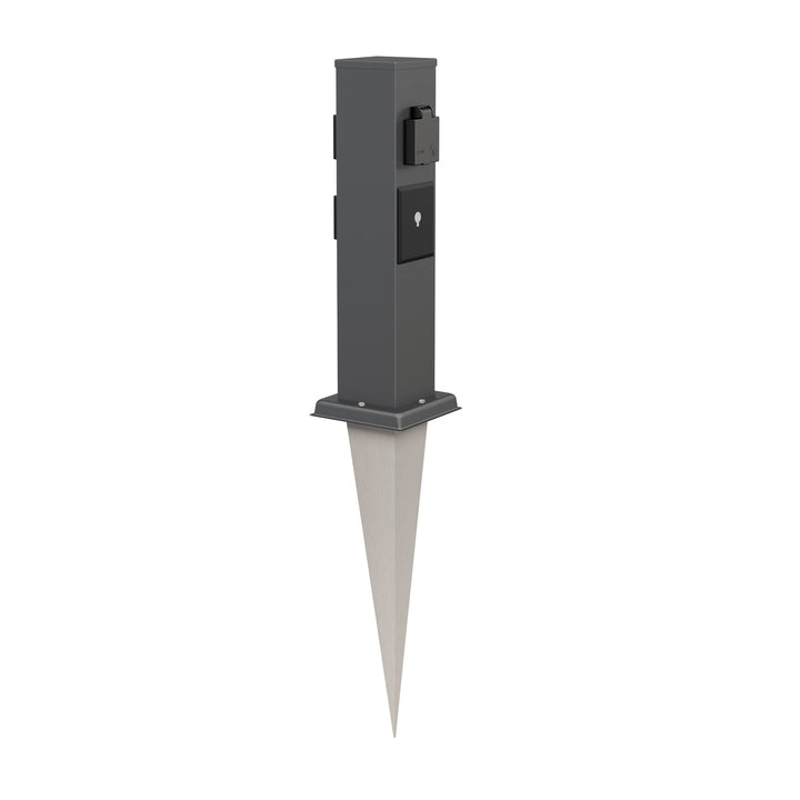 ledscom.de Garten-Steckdosen-Säule Polly mit Erdspiess für aussen, 3-Fach, Smart Home, anthrazit, ec