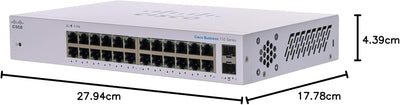 Cisco Business CBS110-24T-D Unmanaged Switch | 24﻿ GE-Ports | 2﻿ x﻿﻿ 1G-SFP Shared | Begrenzter Lebe