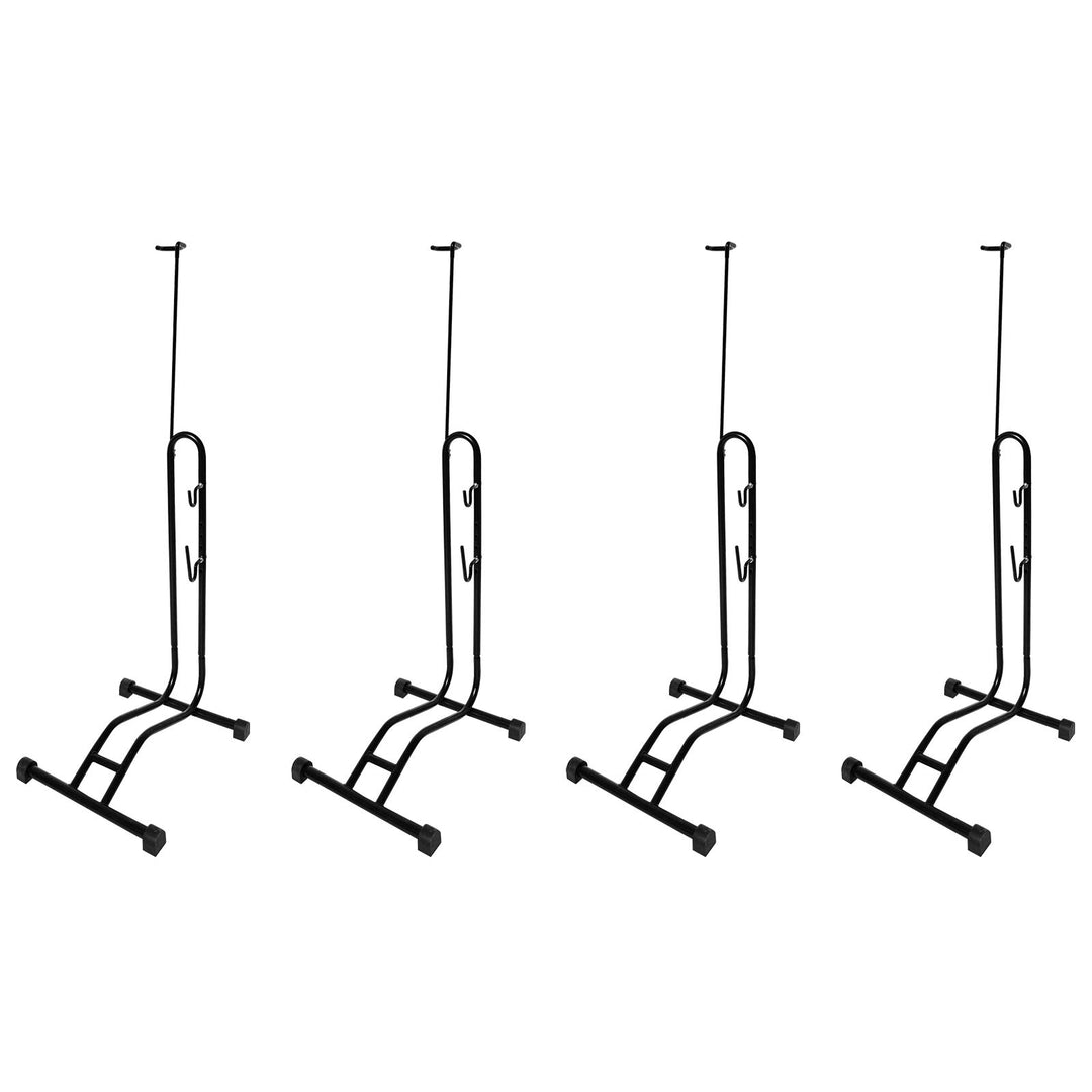 4x WELLGRO® Fahrradständer - Stahl, schwarz, sicherer Stand, Haken mit Kunststoffummantelung, 3 Funk