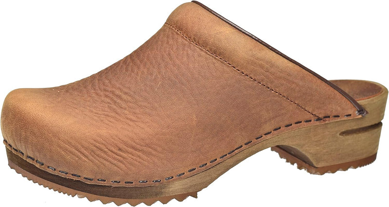 Sanita Christian offener Clog | Original handgemacht | Leder-Holzclogs für Männer 40 EU Braun, 40 EU