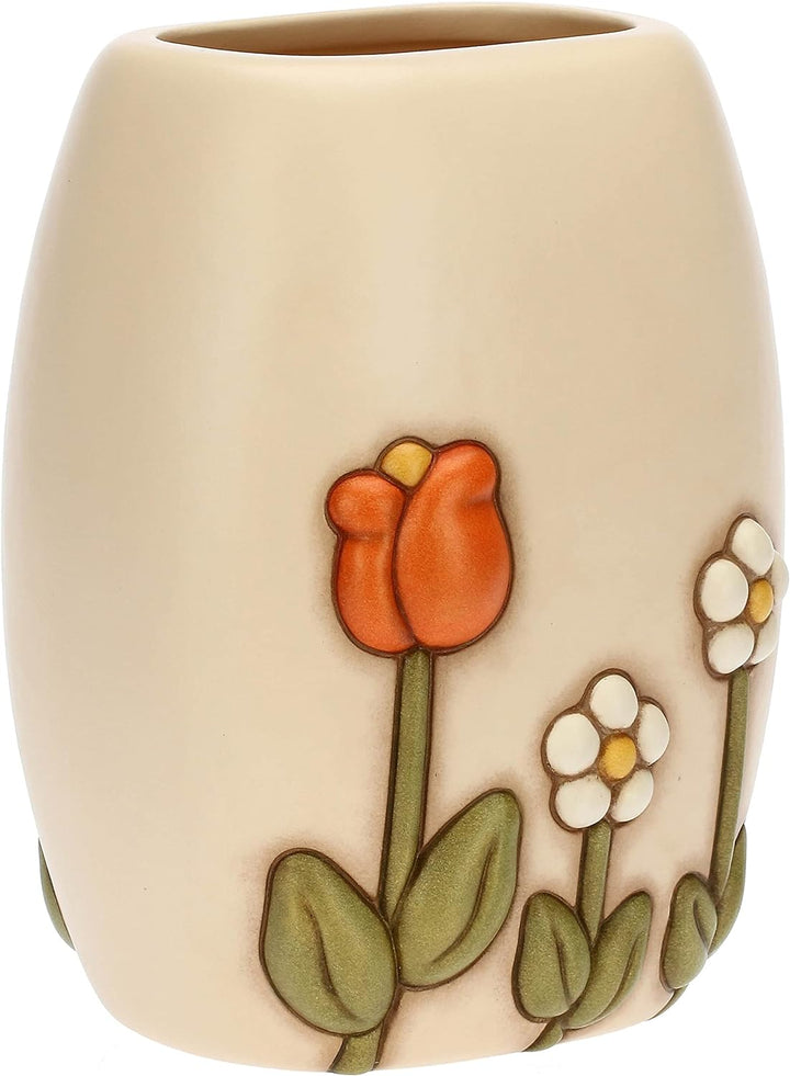 THUN, Vase aus Keramik, handverziert, mit konischer Blumendekoration, mittlere Version, Linie Happy