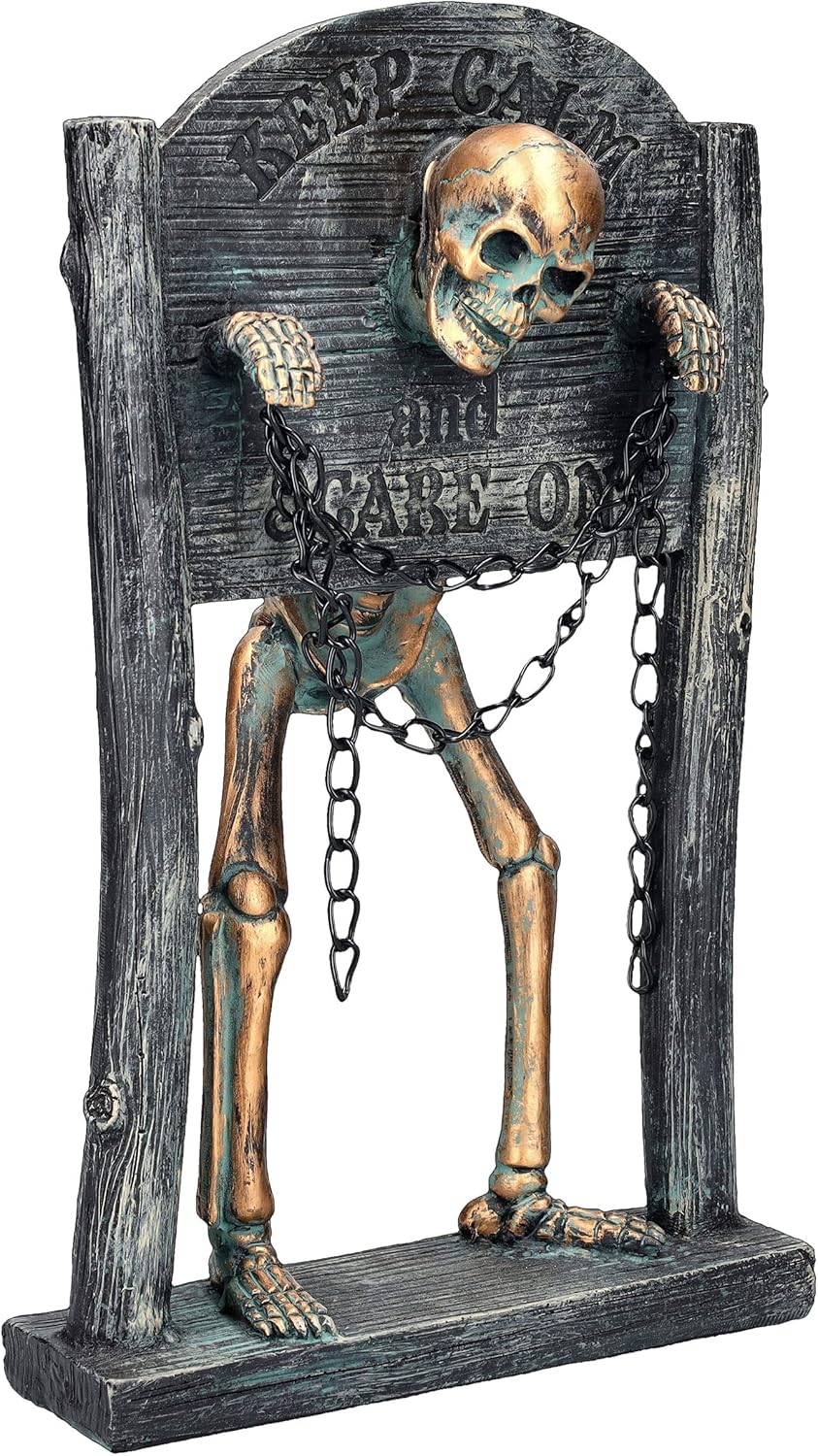 Pacific Giftware Skelett Figur am Pranger - Gothic Statue Fantasy Deko Totenkopf